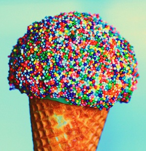 ice cream cone with sprinkles